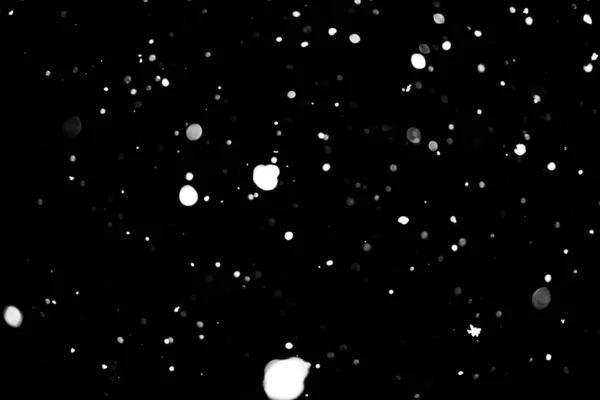 White Dots Black Snow Bokeh Background — Stock Photo, Image