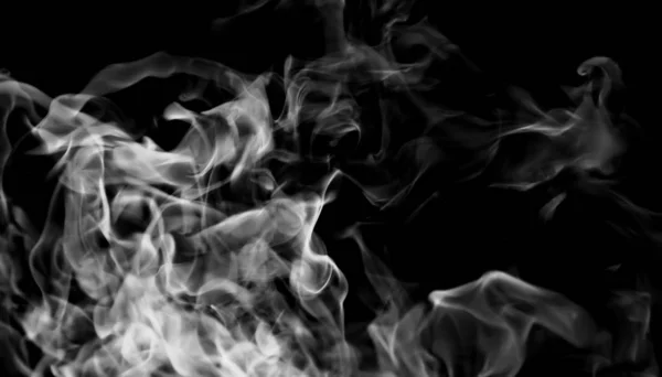 White Smoke Flame Black Background — Stock Photo, Image