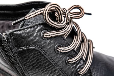 deri ayakkabı bağcıkları yakın çekim