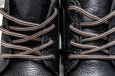 deri ayakkabı bağcıkları yakın çekim