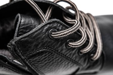 deri ayakkabı bağcıkları yakın çekim