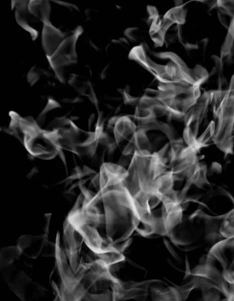 White Smoke Flame Black Background — Stock Photo, Image