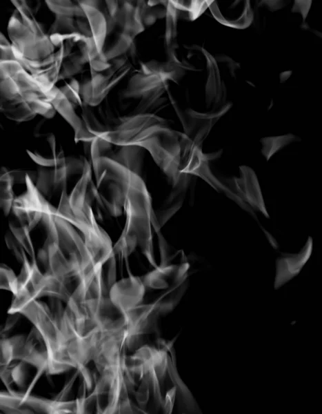 White Smoke Flame Black Background — Stock Photo, Image