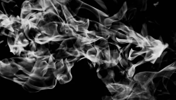 Bílý Kouř Plamen Černém Pozadí — Stock fotografie