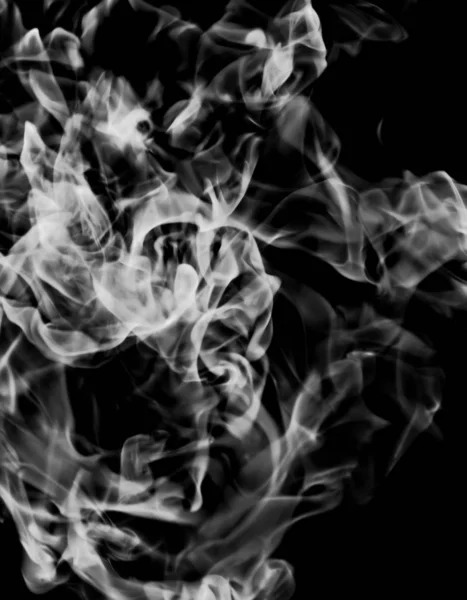 White Smoke Flame Black Background — Stock Photo, Image