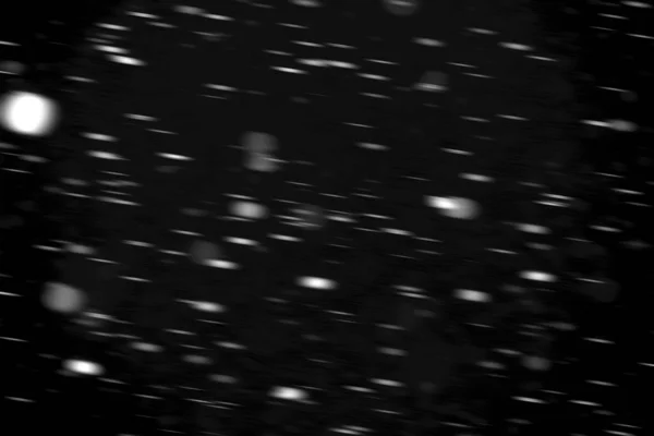 White Dots Snow Motion Black Background Blurry — Stock Photo, Image