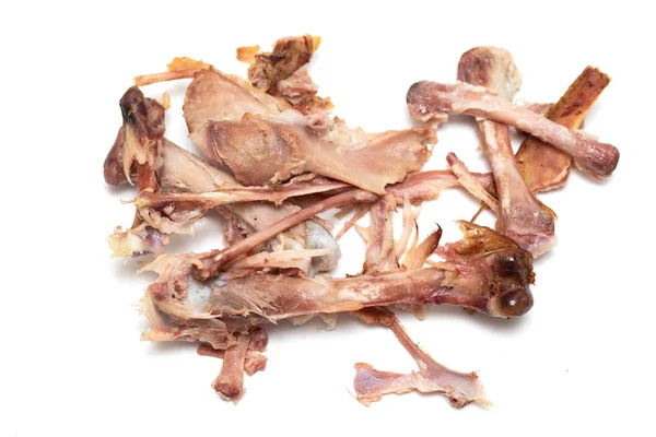 Куриные Кости После Еды Белом Фоне — стоковое фото