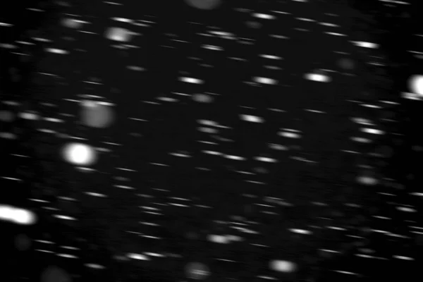 White Dots Snow Motion Black Background Blurry — Stock Photo, Image