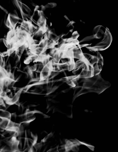 White Smoke Flame Black Background — Stock Photo, Image