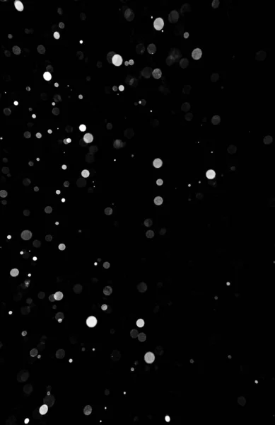 Snowstorm Texture Bokeh Lights Black Background Shot Flying Snowflakes Air — Stock Photo, Image