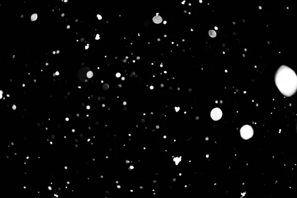 Weiße Punkte Auf Schwarzem Schnee Bokeh Hintergrund — Stockfoto