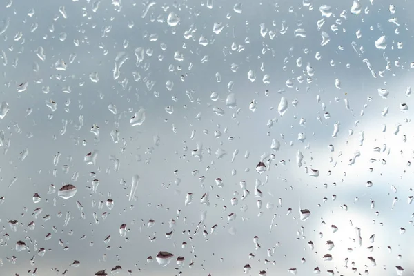 Gotas Lluvia Sobre Fondo Cristal Cielo —  Fotos de Stock