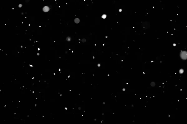 Kar Fırtınası Doku Siyah Arka Plan Işıkları Bokeh Vurdu Kar — Stok fotoğraf