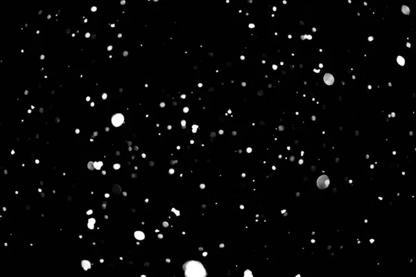 White Dots Black Snow Bokeh Background — Stock Photo, Image