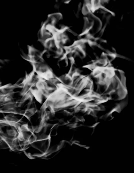 White Smoke Flame Black Background — Stock Photo, Image