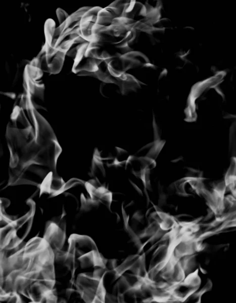 White Smoke Flame Black Background — Stock Photo, Image