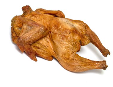 Füme tavuk beyaz zemin üzerine