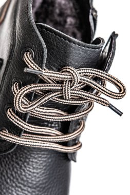 deri ayakkabı bağcıkları yakın çekim