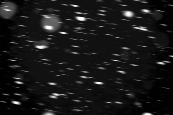 White Dots Snow Motion Black Background Blurry — Stock Photo, Image