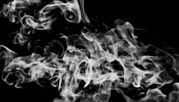 White Smoke Flame Black Background — Stock Photo, Image