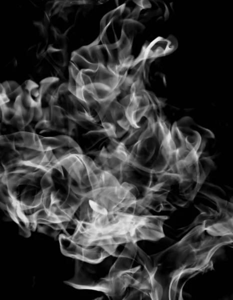 White Smoke Flame Black Background — Stock Photo, Image