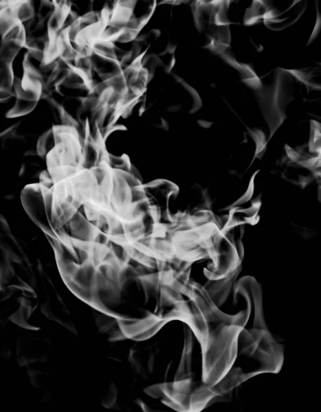 White Smoke Flame Black Background — Stock Photo, Image