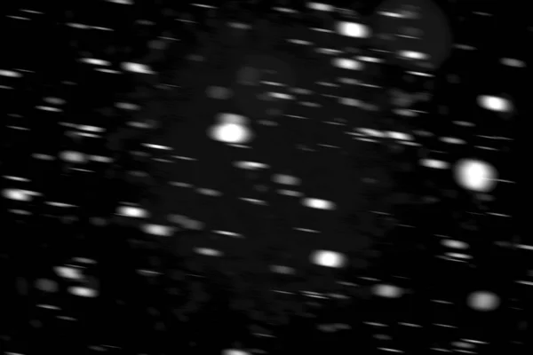 White Dots Snow Motion Black Background Blurry — Stock Photo, Image