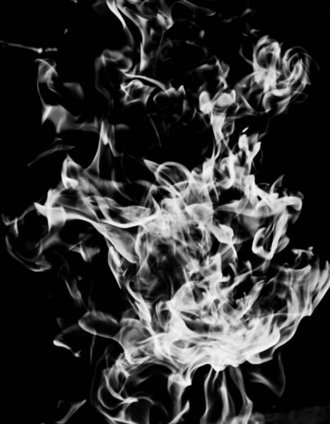 White smoke flame on a black background