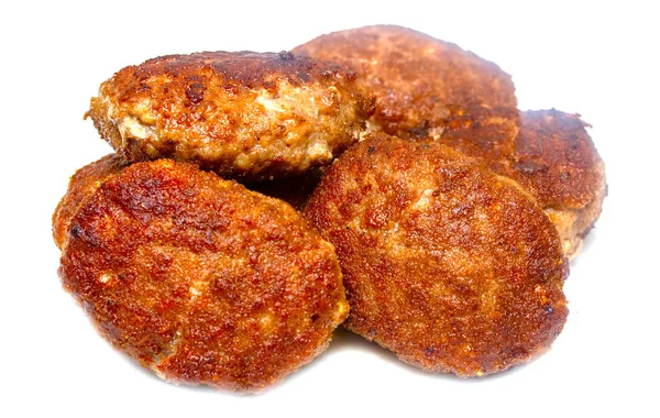 Stekt Köttbullar Vit Bakgrund — Stockfoto