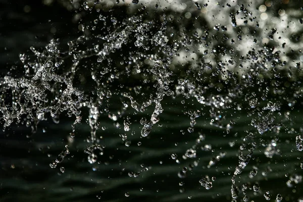 Gotas Água Fundo Bokeh Escuro — Fotografia de Stock