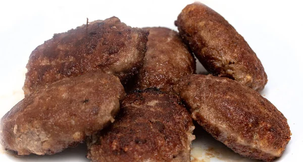 Fried Meatballs White Background — Stock Photo, Image