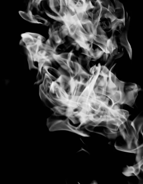 White Smoke Flame Black Background — Stock Photo, Image