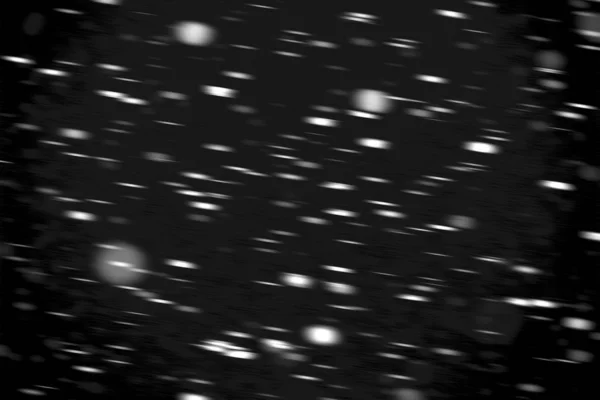 White Dots Snow Motion Black Background Blurry — Stock Photo, Image