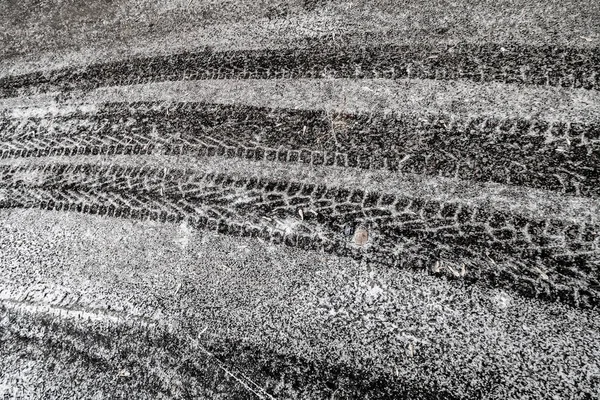 Ice Traces Cars Asphalt Frost — Stock Photo, Image