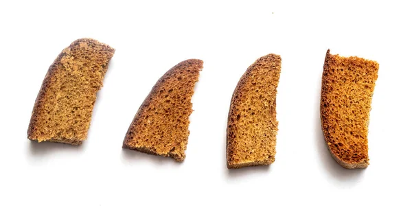 Beyaz Bir Arka Plan Üzerinde Kızarmış Ekmek Peksimet Parçaları — Stok fotoğraf