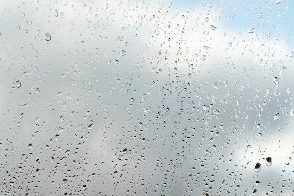 Σταγόνες Βροχής Φόντο Του Ουρανού Γυαλί — Φωτογραφία Αρχείου