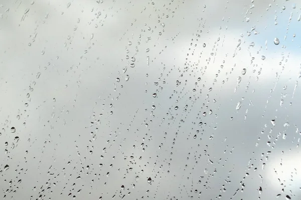 Σταγόνες Βροχής Φόντο Του Ουρανού Γυαλί — Φωτογραφία Αρχείου