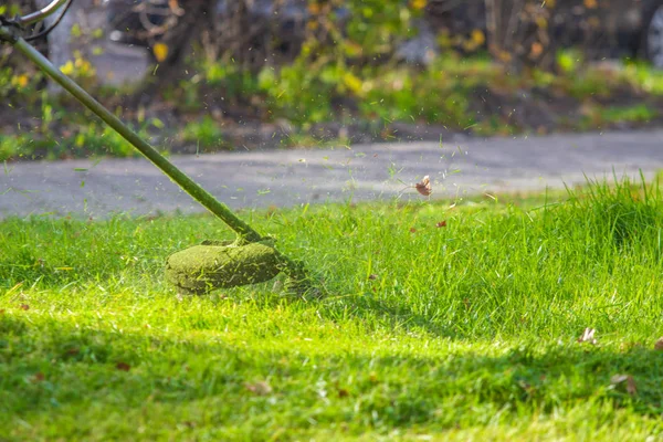 Mowing Green Grass Lawn — Stock Photo, Image