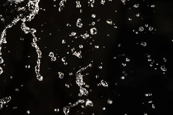 Water Splash Dark Drops Water Flying Defocused Bokeh — Stock Photo, Image