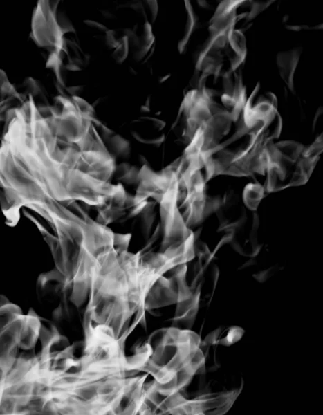 White Smoke Flame Black Background — Stock Photo, Image