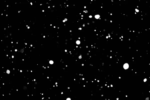 Άσπρες Κουκκίδες Μαύρο Χιόνι Bokeh Φόντο — Φωτογραφία Αρχείου