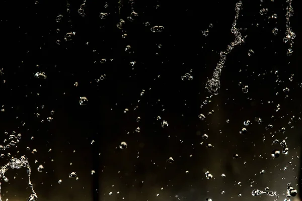 Water Splash Dark Drops Water Flying Defocused Bokeh — Stock Photo, Image