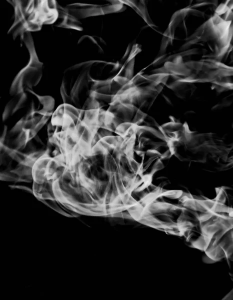 White Smoke Flame Black Background — Stock Photo, Image