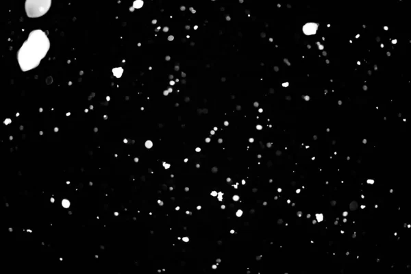 Białe Kropki Tle Bokeh Czarny Śnieg — Zdjęcie stockowe