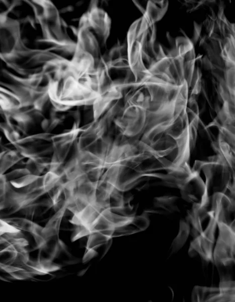 White Smoke Flame Black Background — Stock Photo, Image