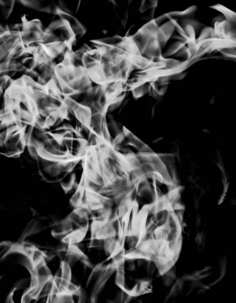 White Smoke Flame Black Background — Stock Photo, Image