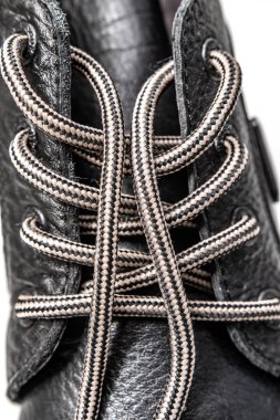 deri ayakkabı bağcıkları yakın çekim