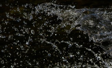 bir karanlık bokeh arka plan üstünde su damlaları