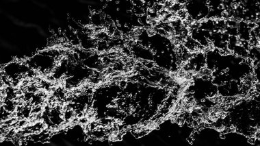 İçinde karanlık bir uçuş, ufuk bokeh su damlaları ile su sıçrama.