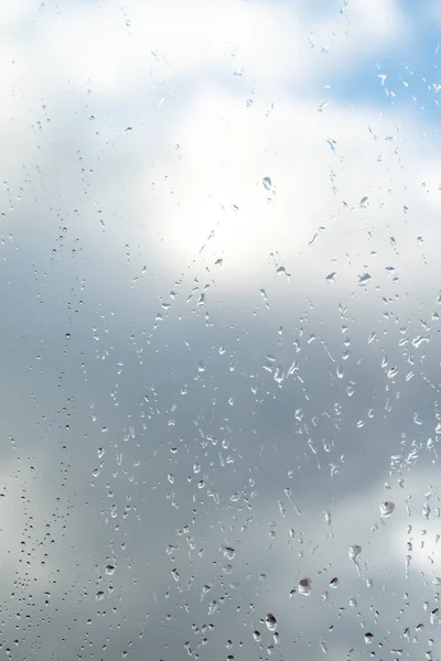 Krople Deszczu Tle Nieba Szkła — Zdjęcie stockowe